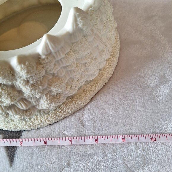 World Bazaars Pillar Candle Holder Off White Christmas Snow Trees Winter Classic - Picture 9 of 10